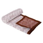 Brown Leaf Reversible Single Bed Cotton Dohar Blanket 110 GSM Flannel - Image 2