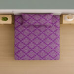 Single Purple Dot Diamond Print Bedsheets Set - 144 TC 100% Cotton - Image 3