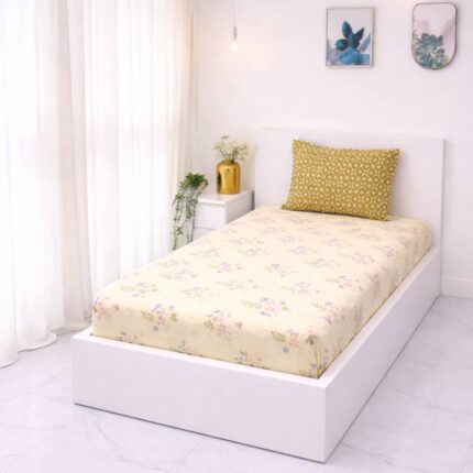VAA Bedsheet for Single Bed 100% Cotton with 1 Pillow Covers