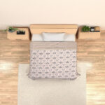 Beige Leaf Reversible Single Bed Cotton Dohar Blanket 110 GSM Flannel