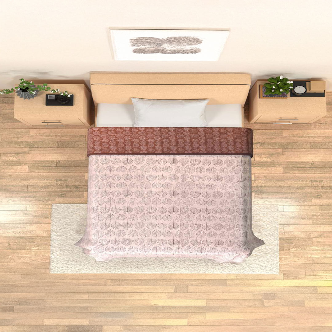 VAA-Brown-Leaf-Reversible-Single-Bed-Cotton-Dohar-Blanket-110-GSM-Flanne-1 Brown Leaf Reversible Single Bed Cotton Dohar Blanket 110 GSM Flannel - Image 1