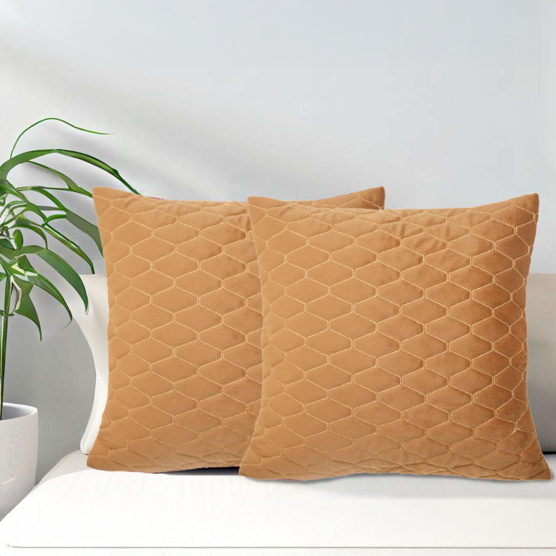 VAA-Designer-Ethnic-Embroidery-Cushion-Covers-–-Goldish-1 Designer Ethnic Embroidery Cushion Covers - Goldish 16 x 16 Inch- Set of 2 - Image 1