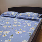 Double Cotton Feel Bedsheet with Pillow Cover - Blue Floral Printed - Image 2