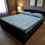 Double Cotton Feel Bedsheet with Pillow Cover - Royal Flower Printed
