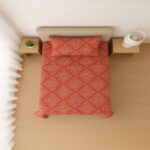 Single Red Ornate Harmony Print Bedsheet Set – 144 TC 100% Cotton - Image 3