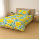 Single Sunny Bloom Print Bedsheets Set - 144 TC 100% Cotton