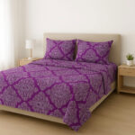 100% Cotton Purple Dot Diamond Bedsheet Set Double