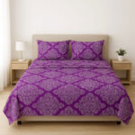 100% Cotton Purple Dot Diamond Bedsheet Set Double - Image 2