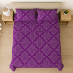 100% Cotton Purple Dot Diamond Bedsheet Set Double - Image 3