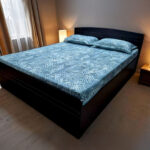 Double Cotton Feel Bedsheet with Pillow Cover - Blue Zig Zag Printed