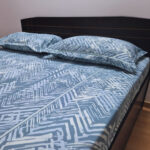 Double Cotton Feel Bedsheet with Pillow Cover - Blue Zig Zag Printed - Image 2