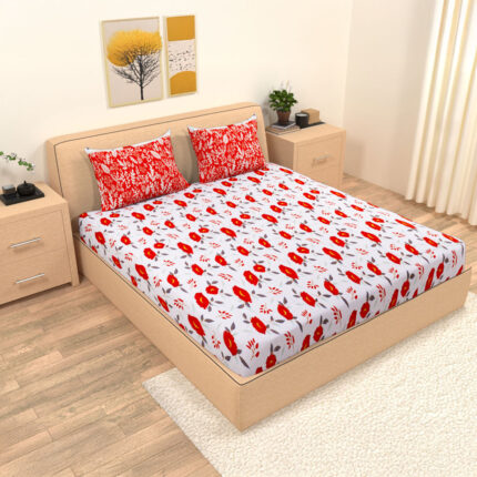Cosmos Floral Bed Sheet Sets Double- 144 TC 100% Cotton