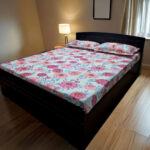 Double Cotton Feel Bedsheet with Pillow Cover - Big Floral Printed