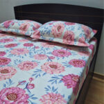 Double Cotton Feel Bedsheet with Pillow Cover - Big Floral Printed - Image 3