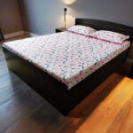 Double Cotton Feel Bedsheet with Pillow Cover – Pink Floral Printed