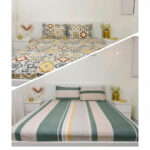 VAA Bedsheet for Double Bed Combo Polycotton with 4 Pillow Covers