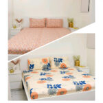 VAA Bedsheet for Double Bed Combo Polycotton with 4 Pillow Covers