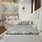 VAA Bedsheet for Double Bed Combo Polycotton with 4 Pillow Covers