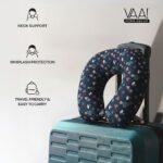 VAA Travel Neck Pillow Eye Mask with Storage Pouch | Airplane Travel Set