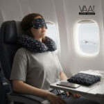 VAA Travel Neck Pillow Eye Mask with Storage Pouch | Airplane Travel Set - Image 2