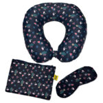 VAA Travel Neck Pillow Eye Mask with Storage Pouch | Airplane Travel Set - Image 7