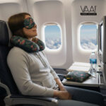 VAA Travel Neck Pillow Eye Mask with Storage Pouch | Airplane Travel Set - Dark Green - Image 2
