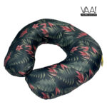 VAA Travel Neck Pillow Eye Mask with Storage Pouch | Airplane Travel Set - Dark Green - Image 6