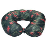 VAA Travel Neck Pillow Eye Mask with Storage Pouch | Airplane Travel Set - Dark Green - Image 4