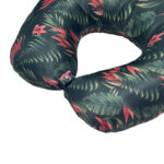 VAA Travel Neck Pillow Eye Mask with Storage Pouch | Airplane Travel Set - Dark Green - Image 3