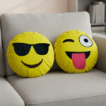 VAA Emoji Cushion | Cool face & Wink Eye with Tongue out - Set Of 2