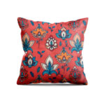 VAA Satin Digital Print Cushion Cover | Peach Garden Bloom - Set Of 5 - Image 3