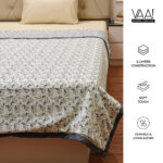 VAA Premium Dohar Double Bed 100% Cotton - Green Leaf Whisper - Image 6
