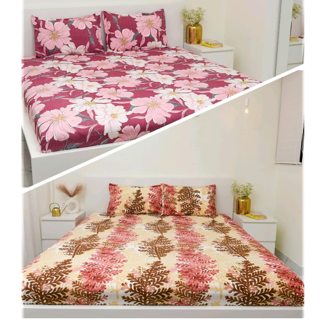 front-img.jpg VAA Bedsheet for Double Bed Combo Polycotton with 4 Pillow Covers - Image 1